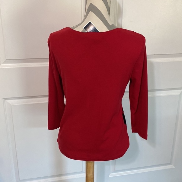 Karen Scott PM Red Holiday Top - Picture 5 of 9
